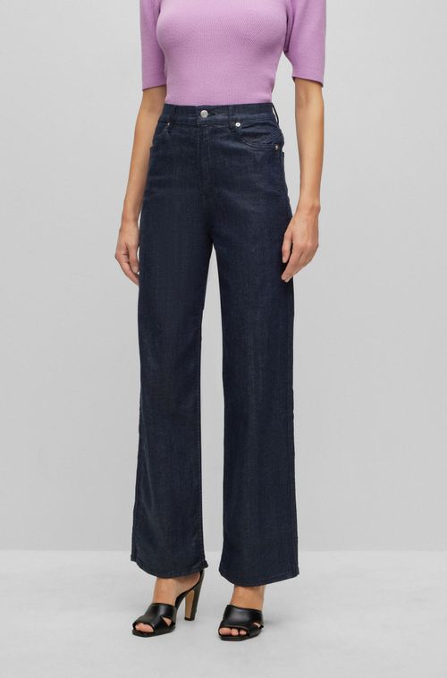 Calças Jeans De Cintura Alta Em Denim Stretch Azul