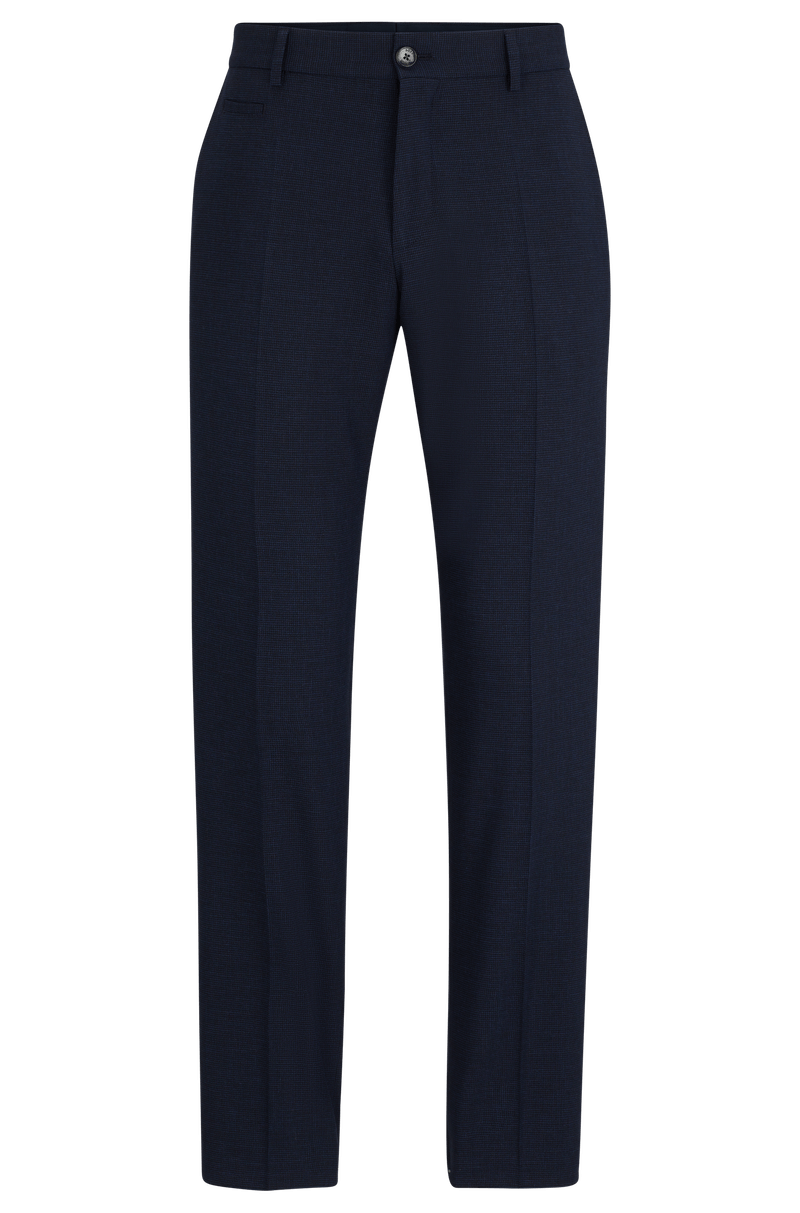 Calças Azul Slim Fit Em Mescla De Lã Resistente Aos Vincos