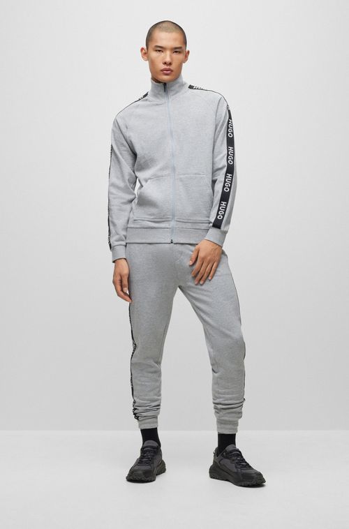 Calças Tracksuit Cinza Com Bainha Fechada Em Algodão Orgânico