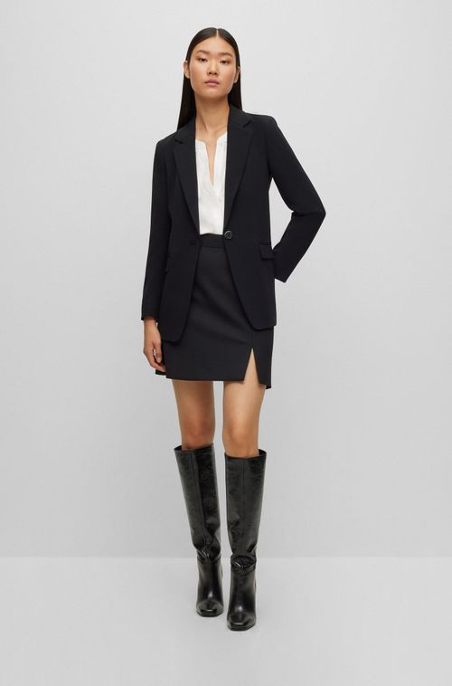 Camisa Branca Sem Colarinho Relaxed-Fit Em Seda Elástica