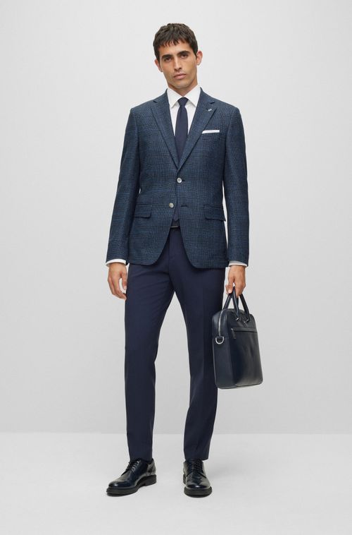 Blazer Slim-Fit Em Mistura De Lã Stretch Xadrez