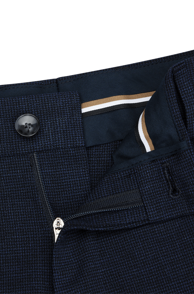 Calças Azul Slim Fit Em Mescla De Lã Resistente Aos Vincos