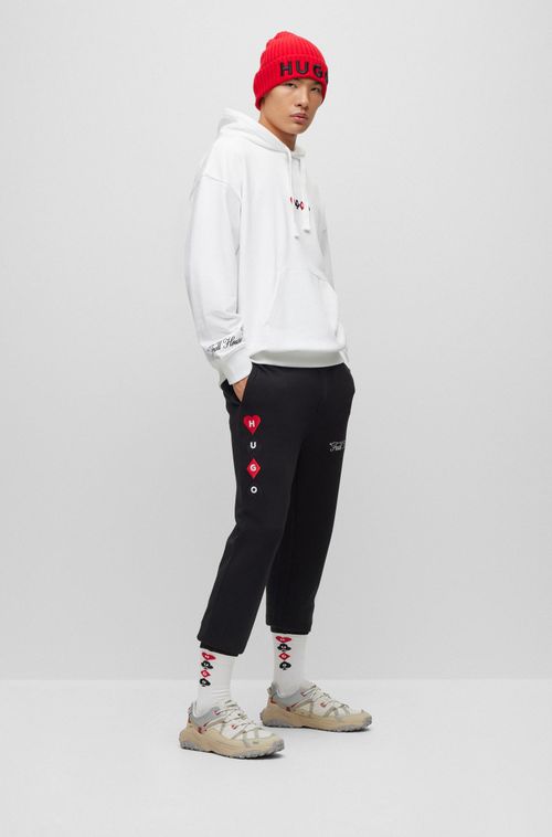 Calças Tracksuit Em Terry Francês De Algodão Com Estampa De Cartas