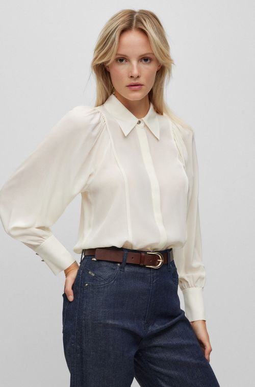 Blusa Regular-Fit Em Seda Lavada