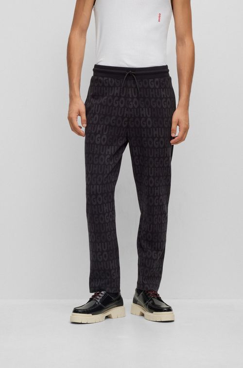 Calça Tracksuit De Algodão Com Cordão Na Cintura E Monograma De Jacquard