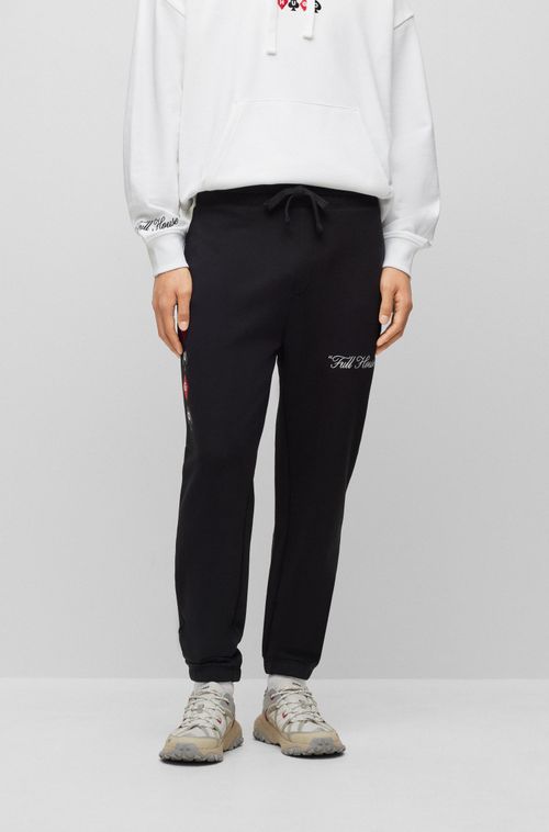 Calças Tracksuit Em Terry Francês De Algodão Com Estampa De Cartas