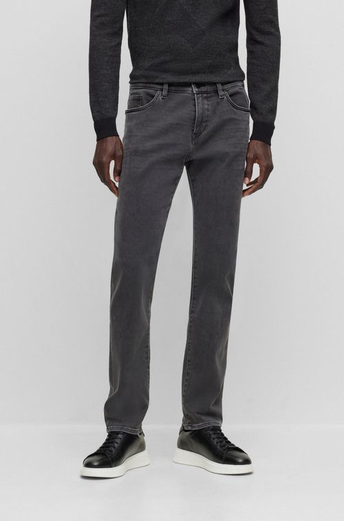 Calças Jeans Slim-Fit Em Denim Stretch Preto