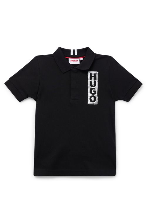 Polo Infantil De Algodão Stretch Com Logo Estilizado