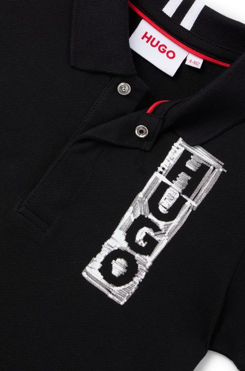 Polo Infantil De Algodão Stretch Com Logo Estilizado