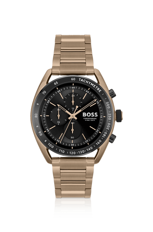 Relógio Cronógrafo Dourado Com Pulseira De Elos