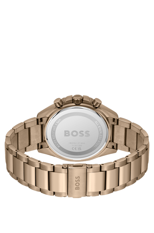 Relógio Cronógrafo Dourado Com Pulseira De Elos