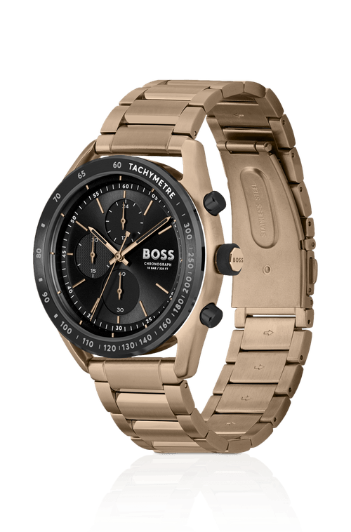 Relógio Cronógrafo Dourado Com Pulseira De Elos