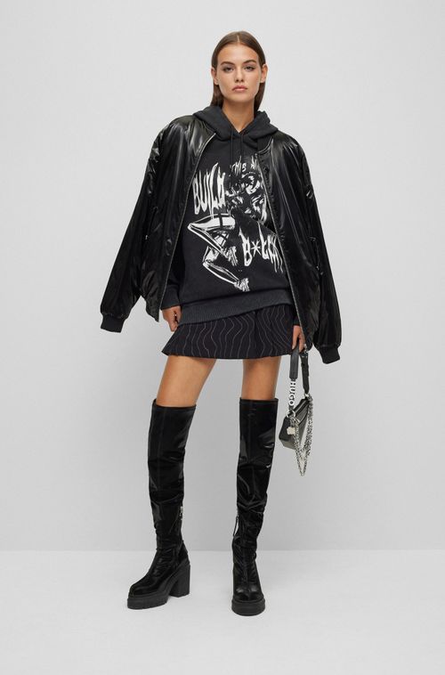 Moletom HUGO x Bella Poarch Preto Com Capuz Relaxed Fit