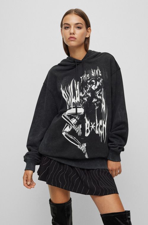 Moletom HUGO x Bella Poarch Preto Com Capuz Relaxed Fit