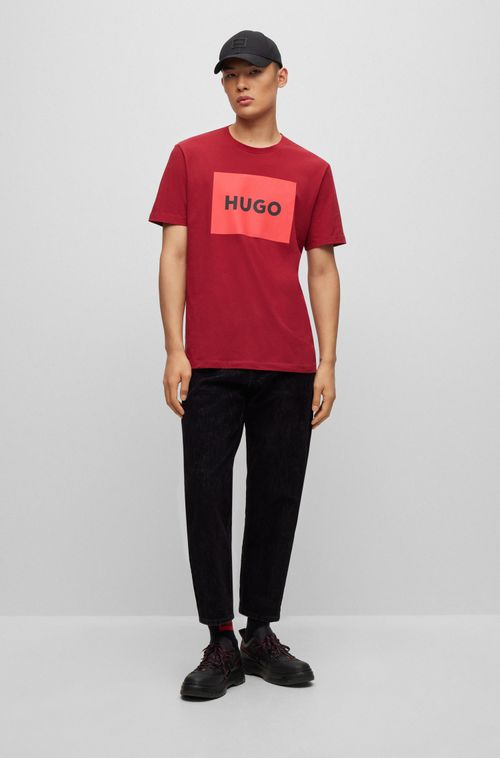 Camiseta Com Gola Careca Em Jersey De Algodão Com Logo Em Caixa