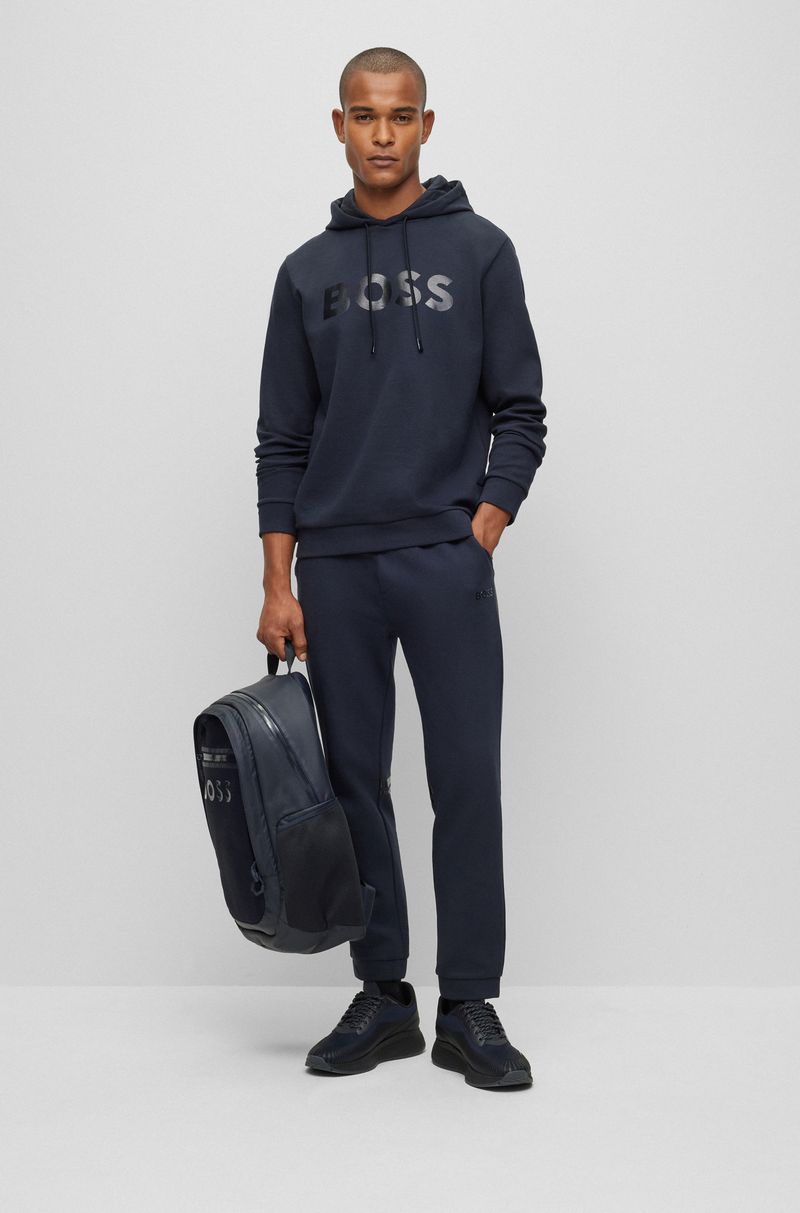 Moletom Com Capuz Em Piqué De Algodão De Ajuste Descontraído Com Logo