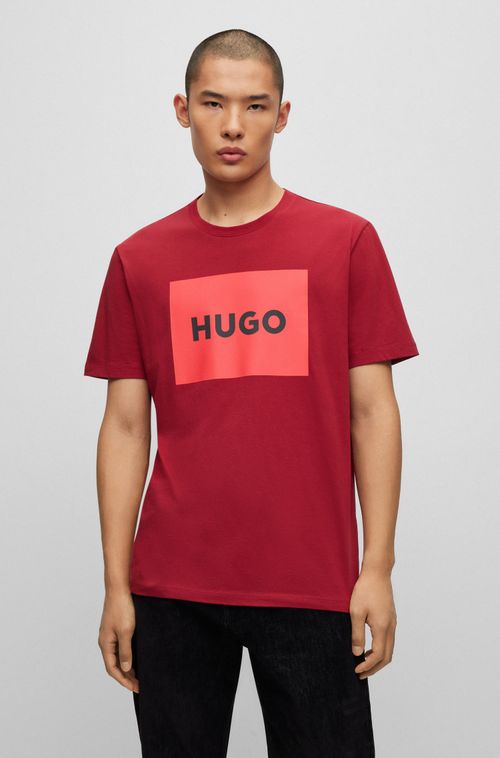Camiseta Com Gola Careca Em Jersey De Algodão Com Logo Em Caixa