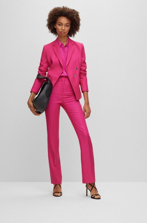 Calças De Corte Ajustado Em Sarja De Lã Virgem