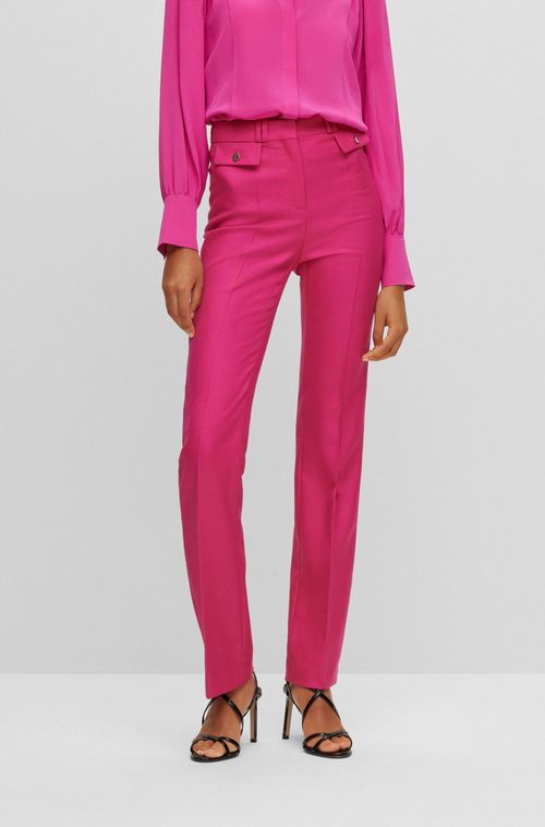 Calças De Corte Ajustado Em Sarja De Lã Virgem