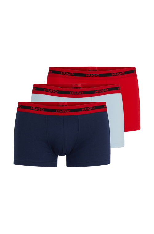 Três Cuecas Trunk Em Algodão Com Faixa Logo