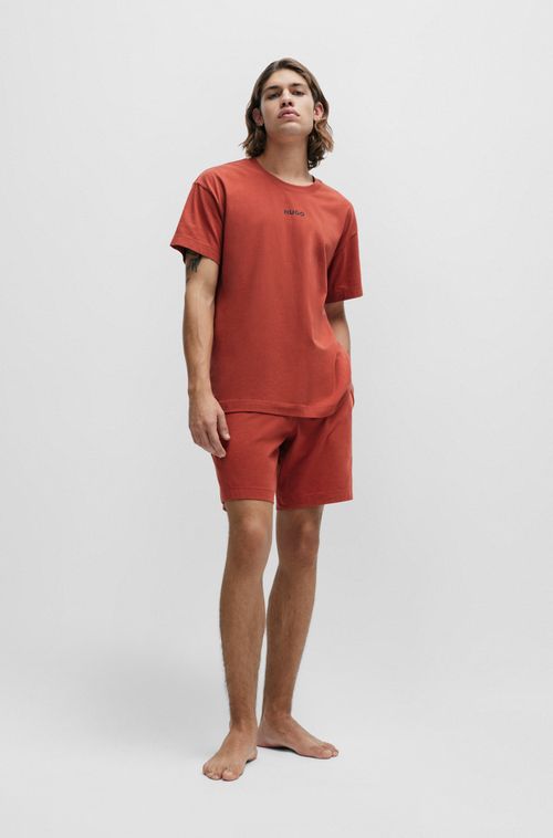 Shorts De Pijama Em Algodão Com Faixa Logo