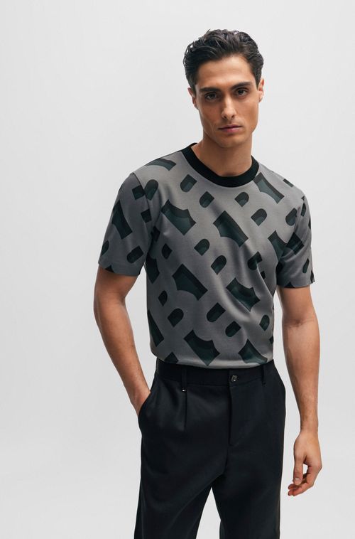 Camiseta Com Monograma Em Algodão Mercerizado