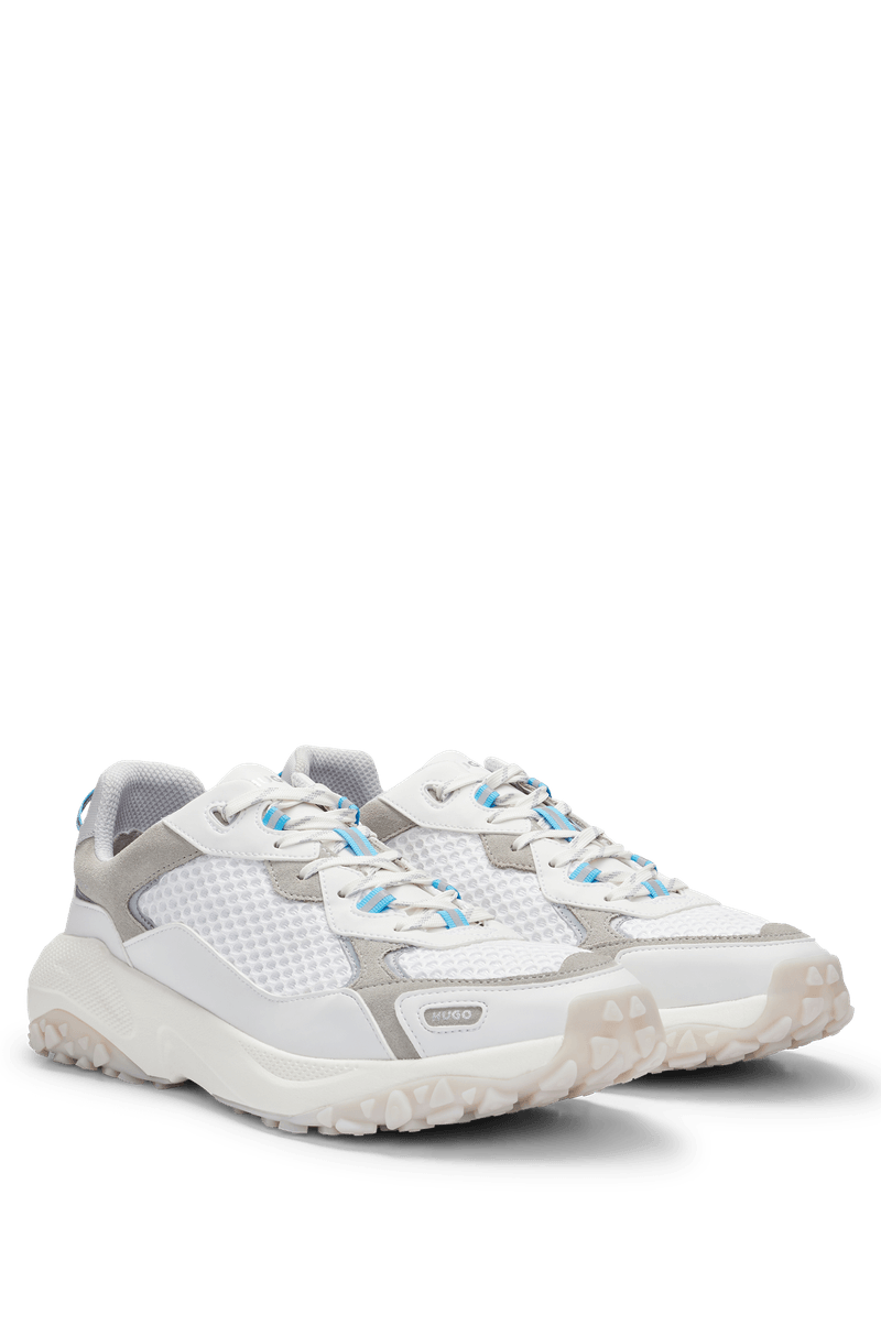 Tênis De Materiais Mistos Com Detalhes Em Couro