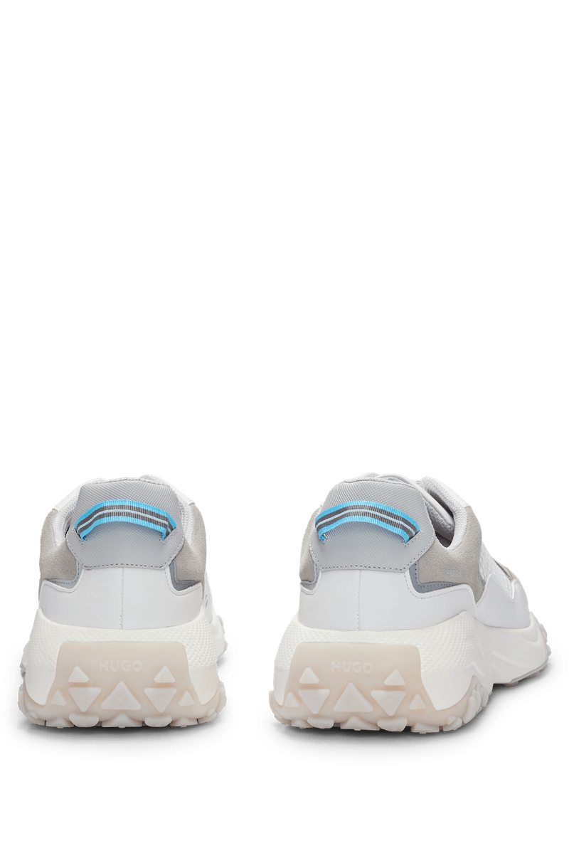 Tênis De Materiais Mistos Com Detalhes Em Couro