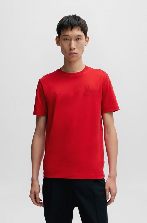 Camiseta De Modelagem Regular De Algodão Duplo Com Arte Especial