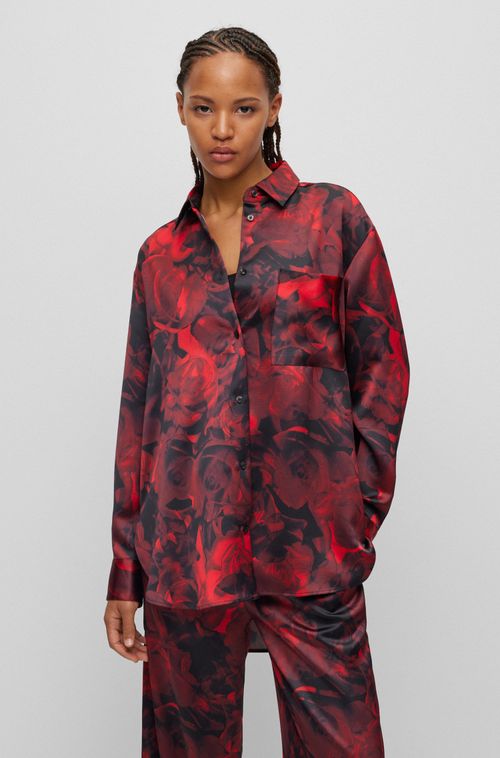 Blusa De Caimento Descontraído Com Decote Em Rosa