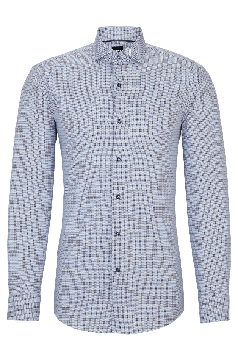 Camisa De Corte Ajustado Em Algodão Elástico Estruturado
