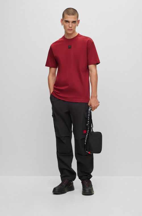 Camiseta De Algodão Duplo Com Logo Empilhado