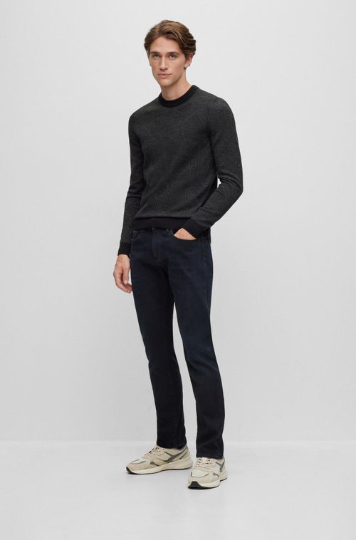 Jeans De Corte Ajustado Em Denim Confortável Azul