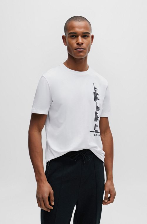Camiseta De Algodão Elástico Com Arte Refletiva Decorativa