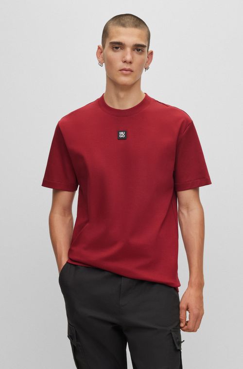 Camiseta De Algodão Duplo Com Logo Empilhado