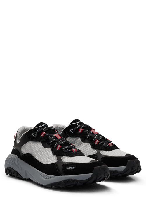 Tênis De Materiais Mistos Com Malha Texturizada