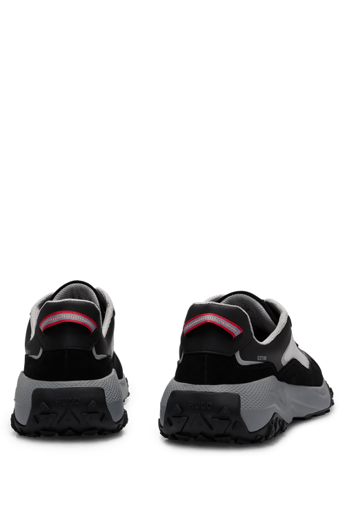 Tênis De Materiais Mistos Com Malha Texturizada