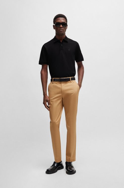 Polo De Algodão Mercerizado Com Monograma Duplo Bordado