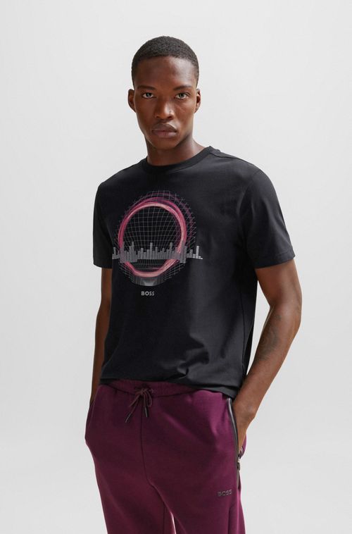 Camiseta De Algodão De Corte Regular Com Arte Sazonal