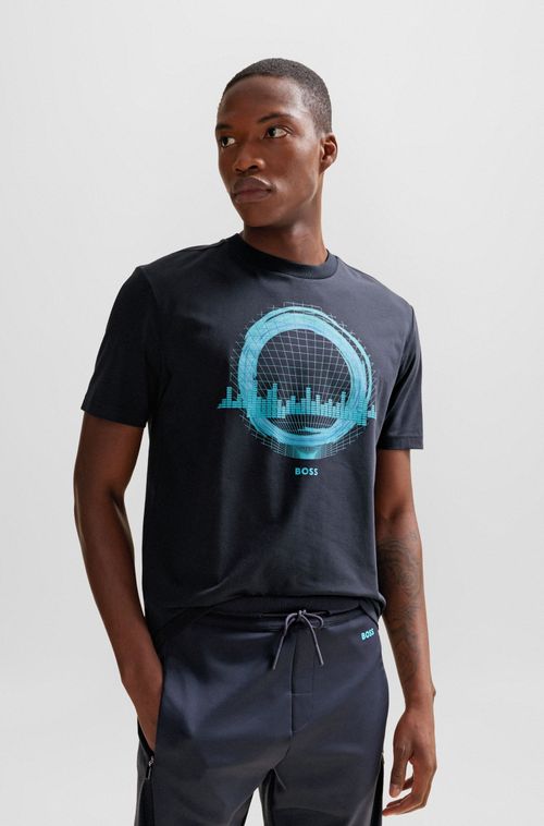 Camiseta De Algodão De Corte Regular Com Arte Sazonal