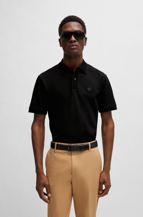 Polo De Algodão Mercerizado Com Monograma Duplo Bordado