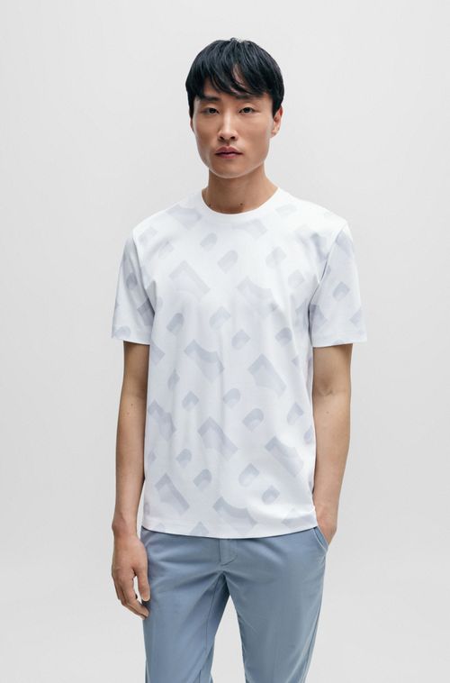 Camiseta Com Monograma Em Algodão Mercerizado