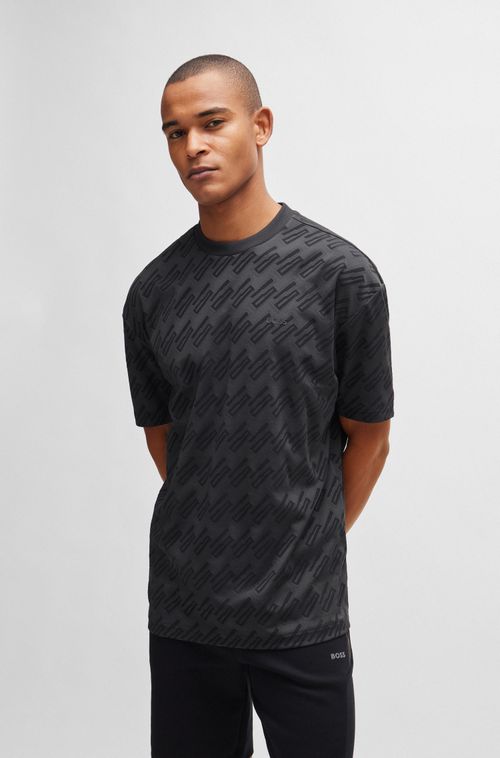 Camiseta de ajuste descontraído com jacquard de monograma integral
