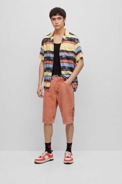 Camisa Relaxed-Fit Em Cetim Estampado