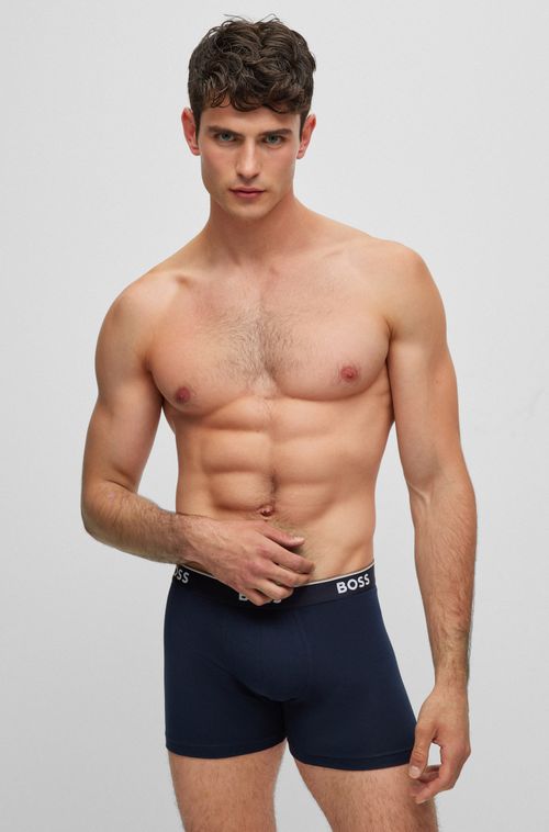 Conjunto 3 Cuecas Boxer Em Algodão Stretch Com Logos