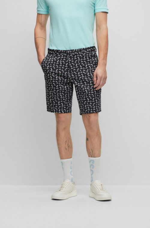 Shorts Slim-Fit De Algodão Stretch Com Estampa