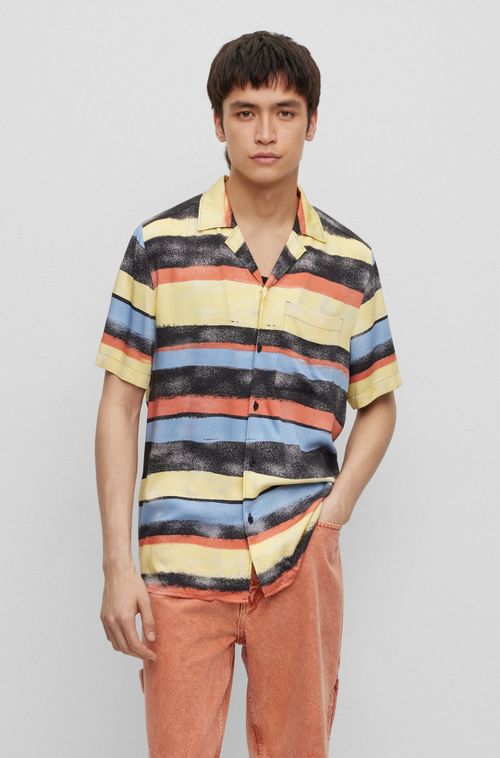 Camisa Relaxed-Fit Em Cetim Estampado
