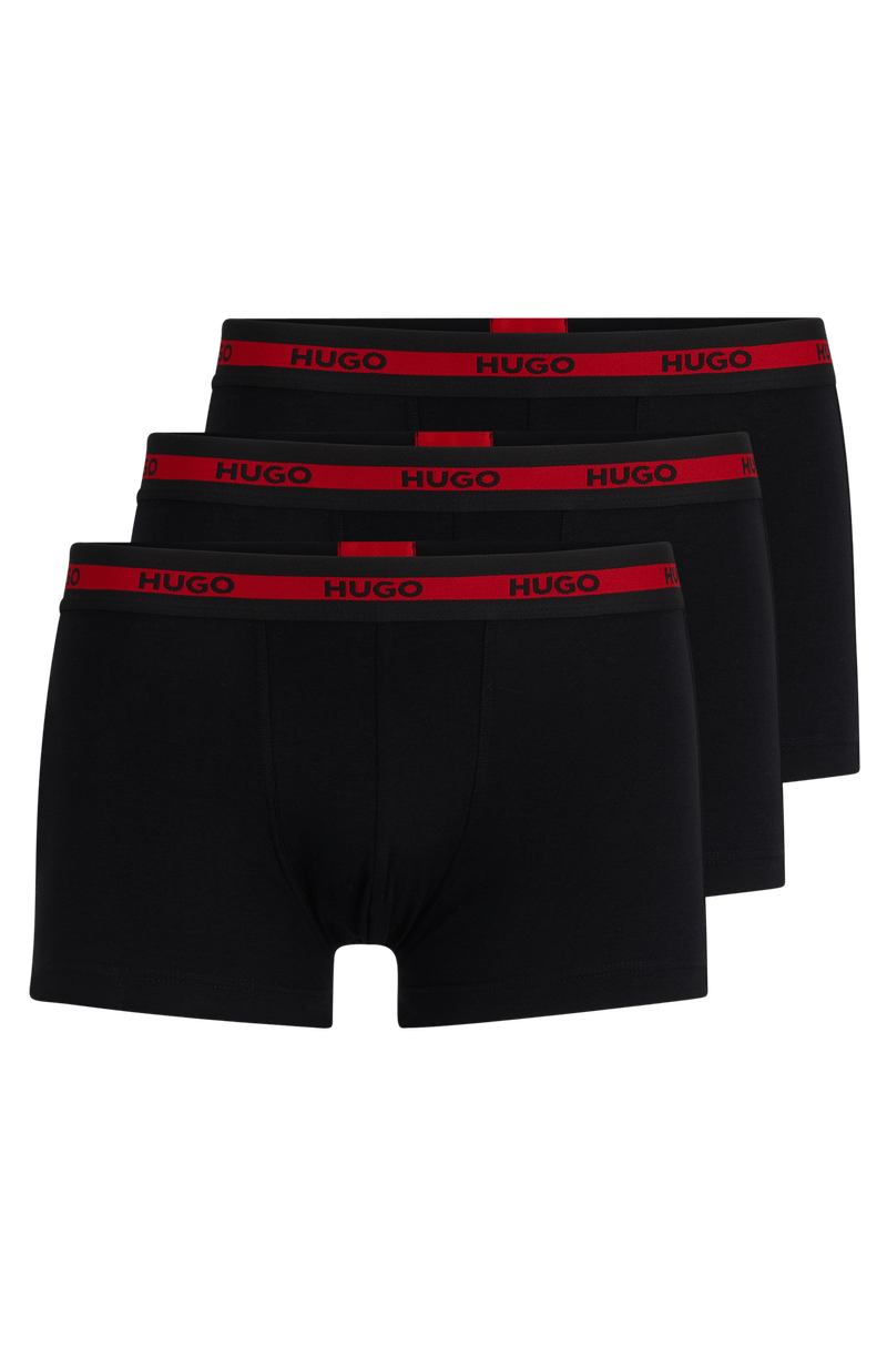 Pacote com três cuecas de algodão stretch com cós de logo