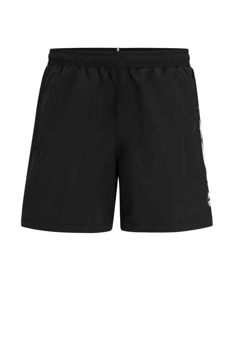 Shorts de banho de secagem rápida com listra e logo
