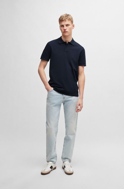 Polo de algodão piqué com estampa de logo
